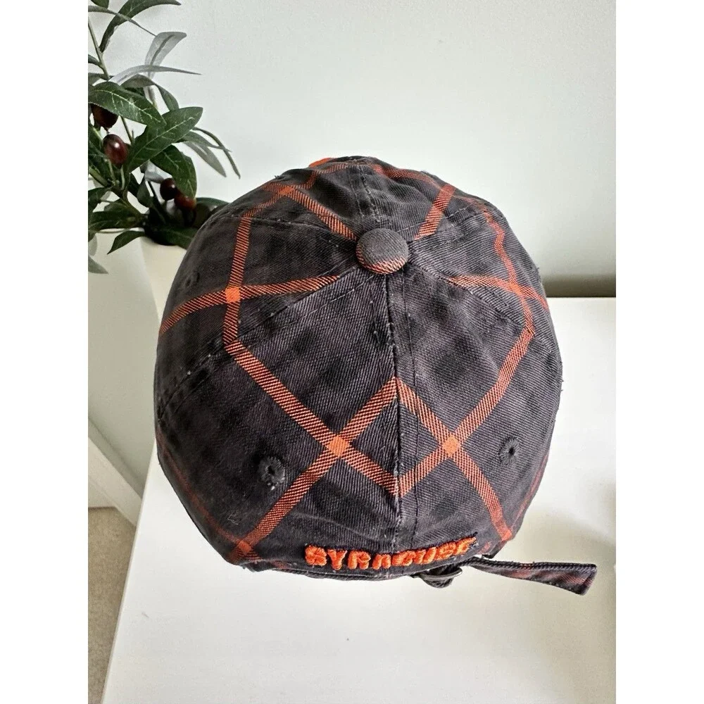 Zephyr Syracuse Orange Z-Hat Plaid Distressed Snapback Hat NCAA Cuse Cap Y2K